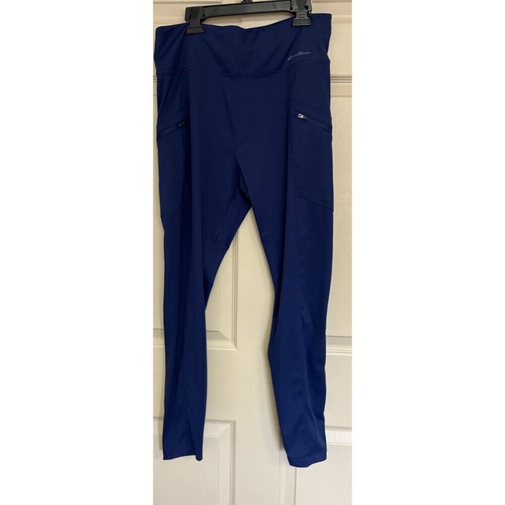 Eddie Bauer Trail Tight Leggings High Rise Womens Large Navy Blue Side Pockets